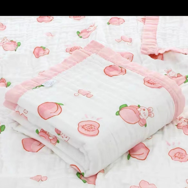 Detská šesťvrstvová gáza uterák na kúpanie, bavlna, prateľná, s karikatúrnym vzorom, hmotnosť 300–400 g