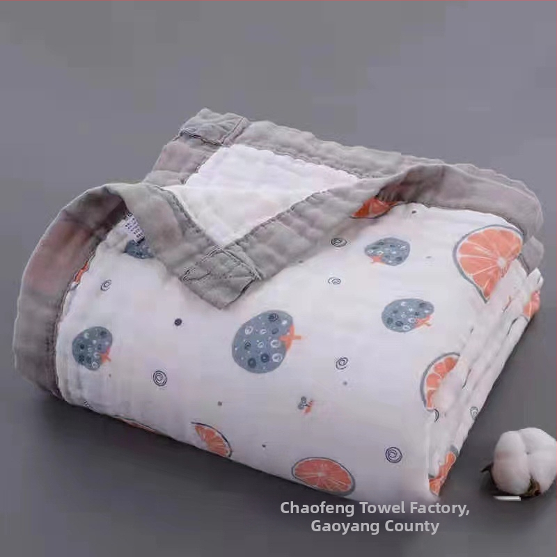 Detská šesťvrstvová gáza uterák na kúpanie, bavlna, prateľná, s karikatúrnym vzorom, hmotnosť 300–400 g