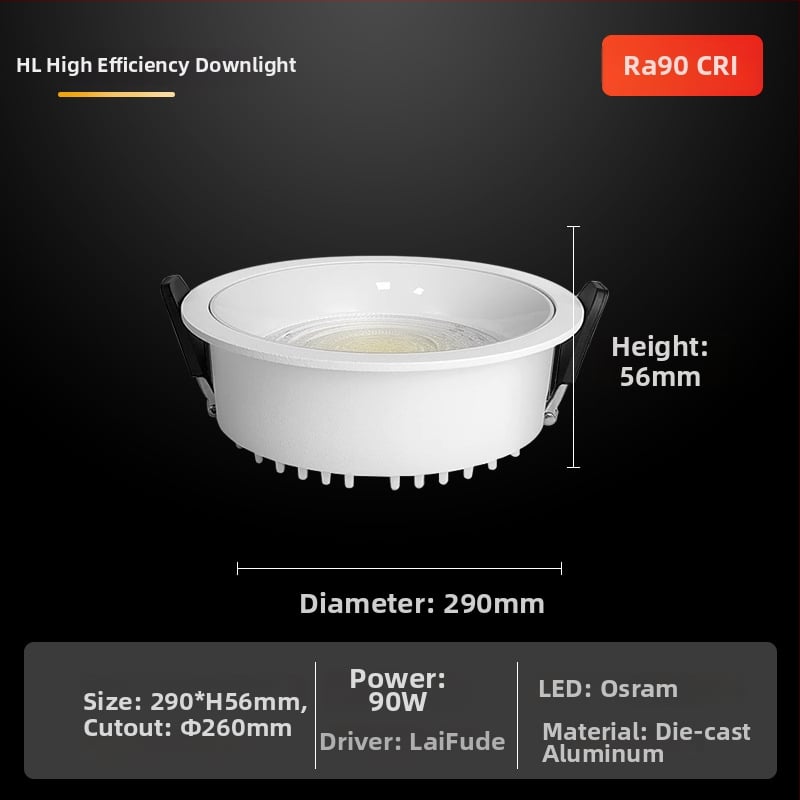 LED downlight s plným spektrom – CRI ≥90, 220V, skrytá montáž