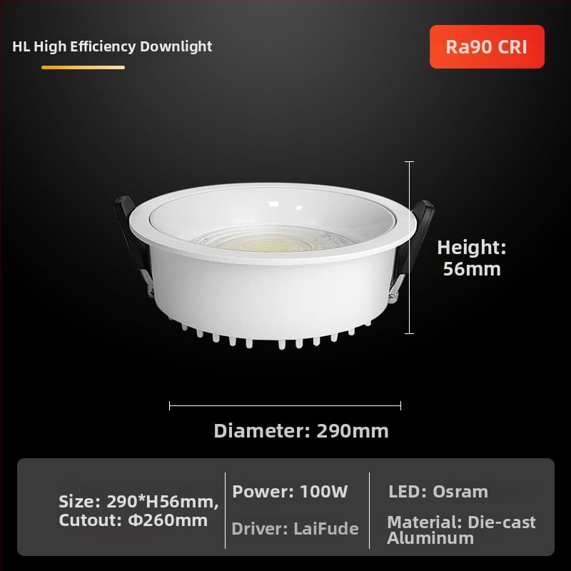 LED downlight s plným spektrom – CRI ≥90, 220V, skrytá montáž