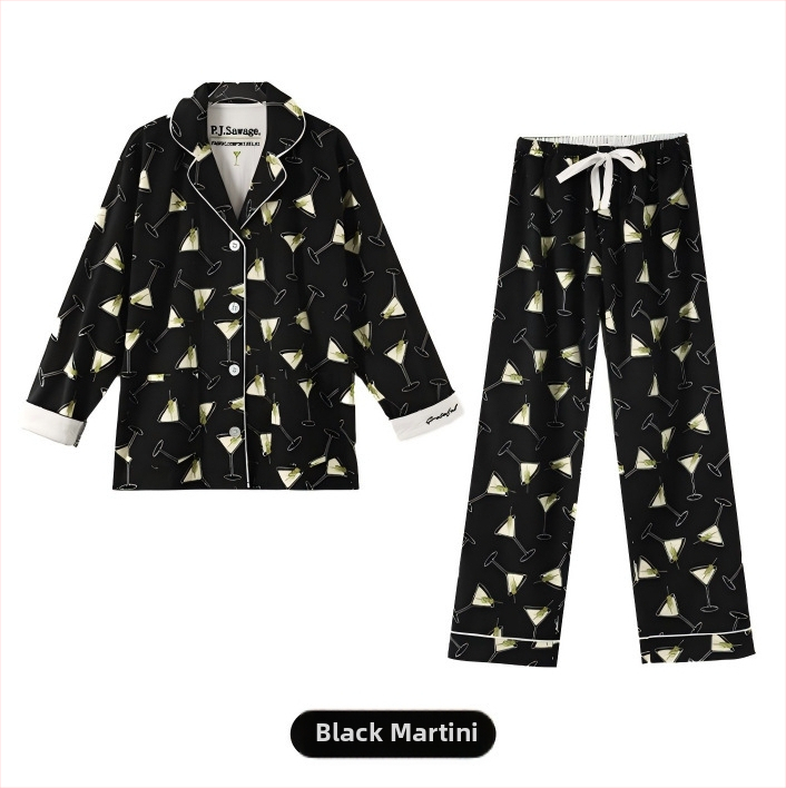 Pamukasti kućni komplet s reverom, debeli materijal, dugi rukavi i hlače, jednostavan i casual stil