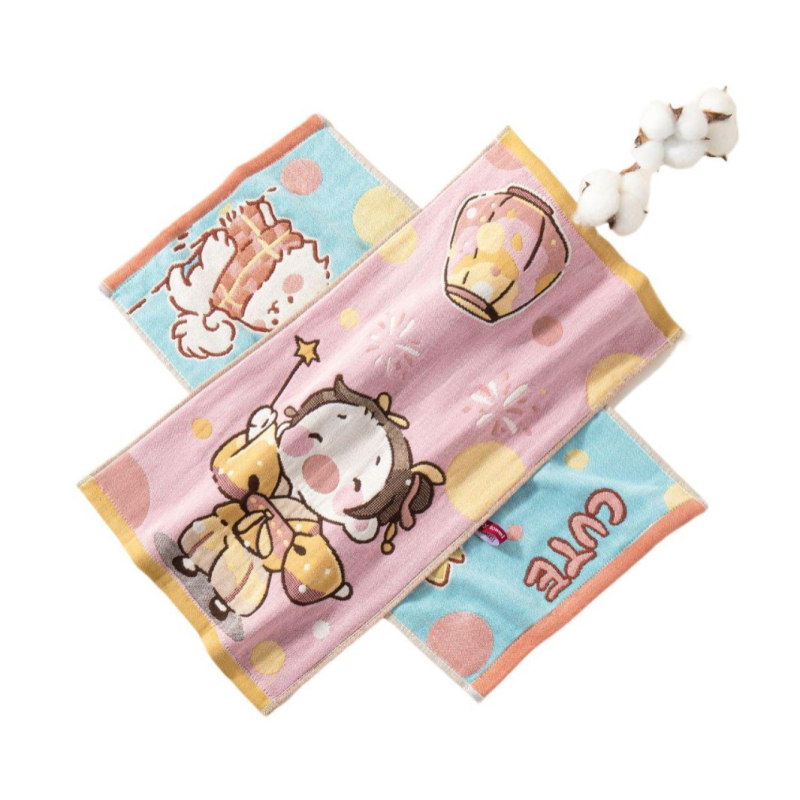 Παιδική πετσέτα προσώπου από 100% βαμβάκι, ζακάρ 32S, σειρά Cartoon, ελαφριά