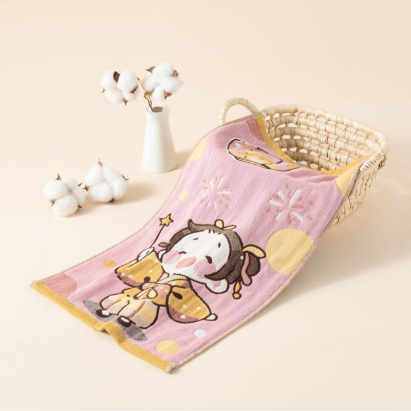 Кърпа за лице за бебета от чист памук, жакард 32S, серия Cartoon, лека