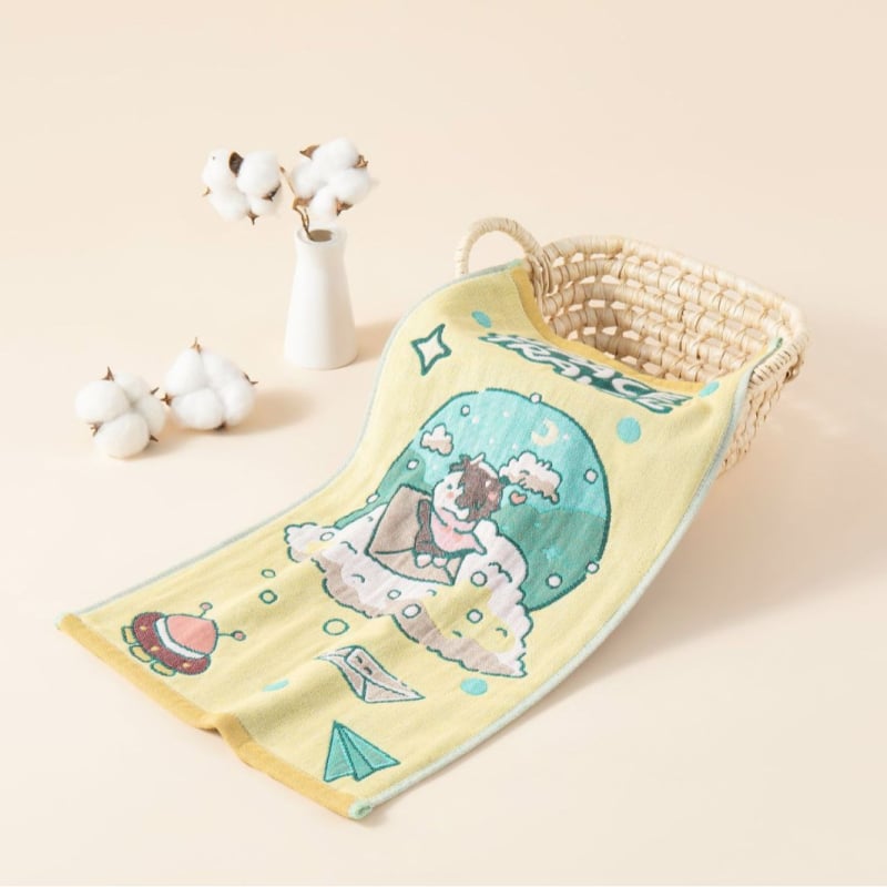 Кърпа за лице за бебета от чист памук, жакард 32S, серия Cartoon, лека