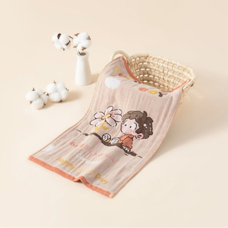 Кърпа за лице за бебета от чист памук, жакард 32S, серия Cartoon, лека