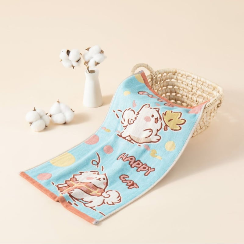 Кърпа за лице за бебета от чист памук, жакард 32S, серия Cartoon, лека