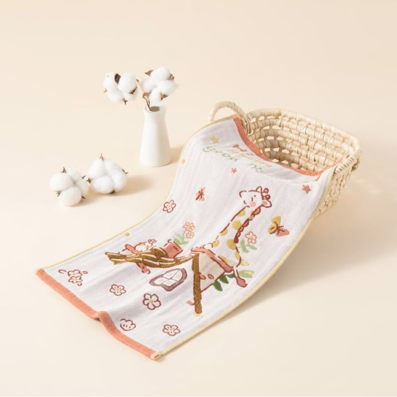 Кърпа за лице за бебета от чист памук, жакард 32S, серия Cartoon, лека