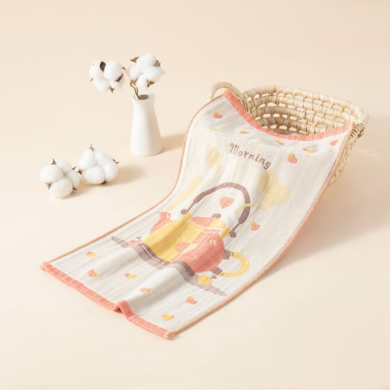 Кърпа за лице за бебета от чист памук, жакард 32S, серия Cartoon, лека