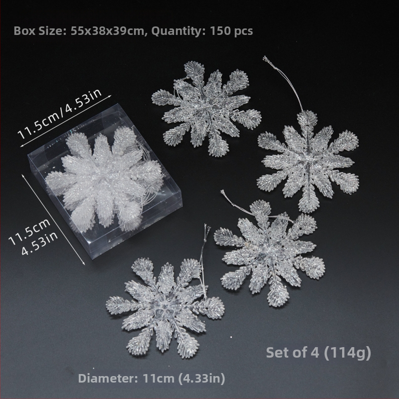 Sada 25 transparentných akrylových snehových vločiek, visiacich ozdôb pre vianočné a svadobné dekorácie, kvetinové aranžmány