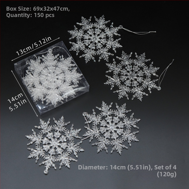 Sada 25 transparentných akrylových snehových vločiek, visiacich ozdôb pre vianočné a svadobné dekorácie, kvetinové aranžmány