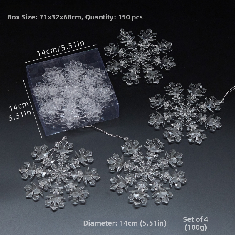 Sada 25 transparentných akrylových snehových vločiek, visiacich ozdôb pre vianočné a svadobné dekorácie, kvetinové aranžmány