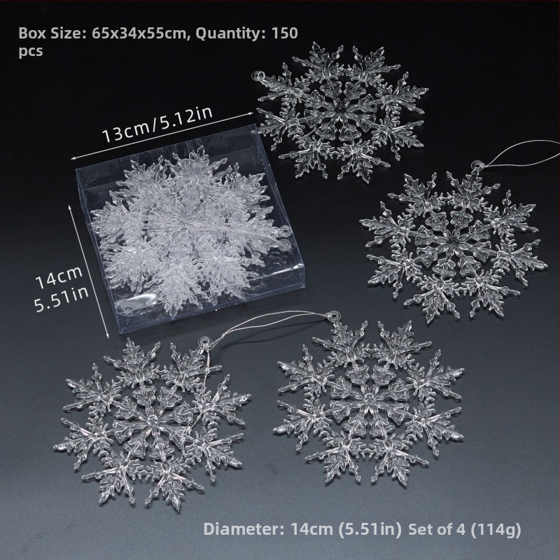 Sada 25 transparentných akrylových snehových vločiek, visiacich ozdôb pre vianočné a svadobné dekorácie, kvetinové aranžmány