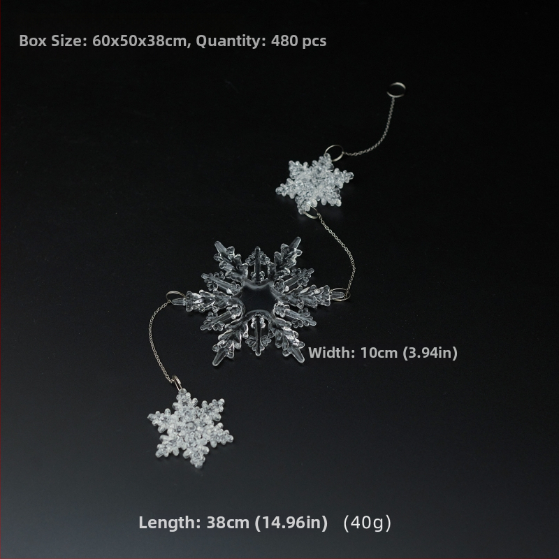 Sada 25 transparentných akrylových snehových vločiek, visiacich ozdôb pre vianočné a svadobné dekorácie, kvetinové aranžmány