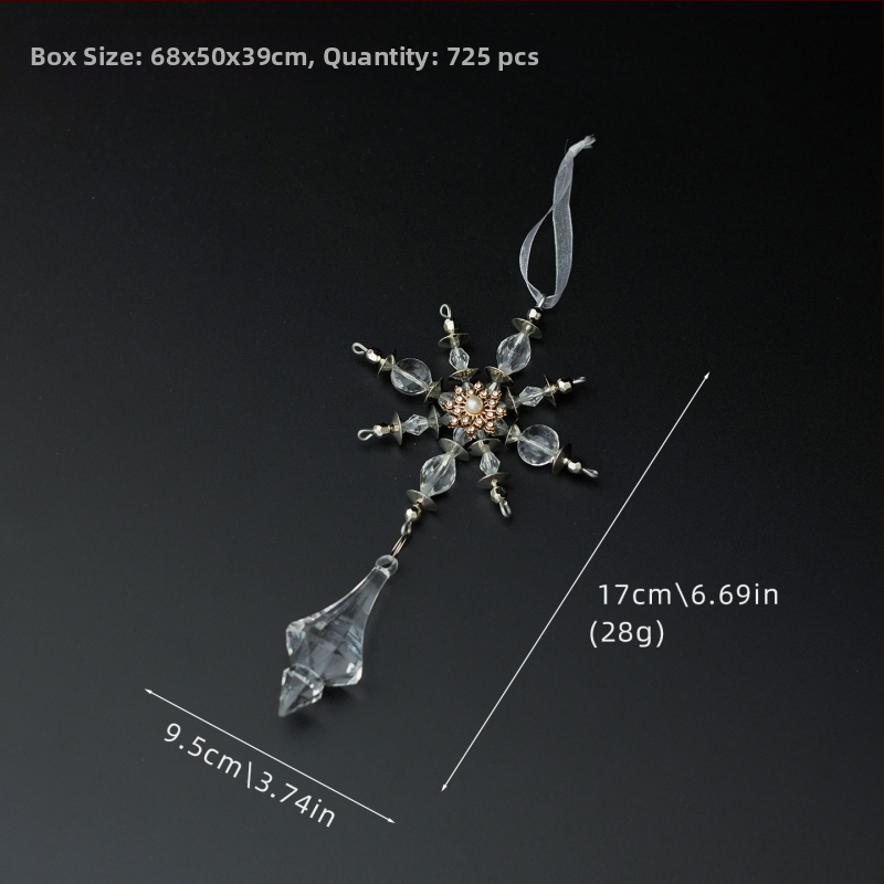 Sada 25 transparentných akrylových snehových vločiek, visiacich ozdôb pre vianočné a svadobné dekorácie, kvetinové aranžmány