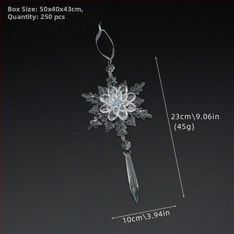 Sada 25 transparentných akrylových snehových vločiek, visiacich ozdôb pre vianočné a svadobné dekorácie, kvetinové aranžmány