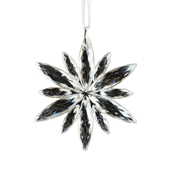 Priehľadný akrylový príves s motívom snehovej vločky a losa pre fotorekvizitá na Vianoce — plast, balené v OPP vrecku, značka Hong Kong Heng