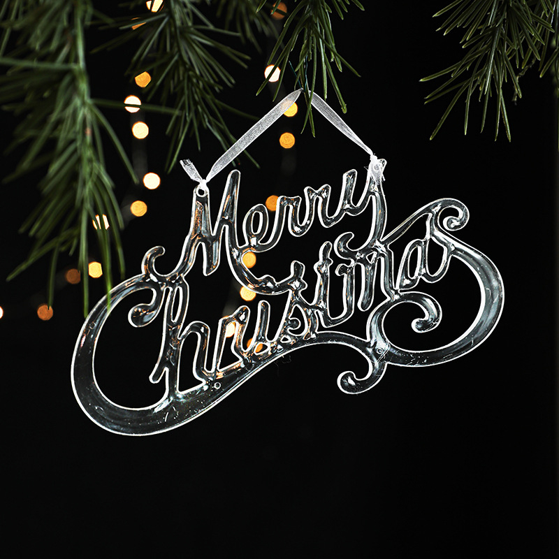 Priehľadný akrylový príves s motívom snehovej vločky a losa pre fotorekvizitá na Vianoce — plast, balené v OPP vrecku, značka Hong Kong Heng