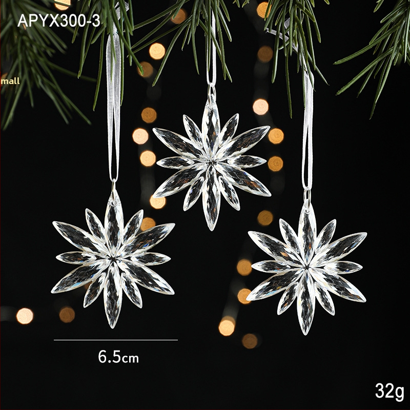 Priehľadný akrylový príves s motívom snehovej vločky a losa pre fotorekvizitá na Vianoce — plast, balené v OPP vrecku, značka Hong Kong Heng