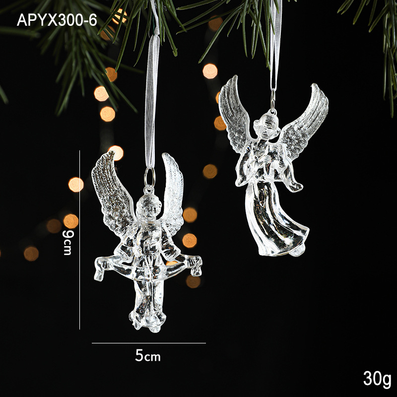 Priehľadný akrylový príves s motívom snehovej vločky a losa pre fotorekvizitá na Vianoce — plast, balené v OPP vrecku, značka Hong Kong Heng