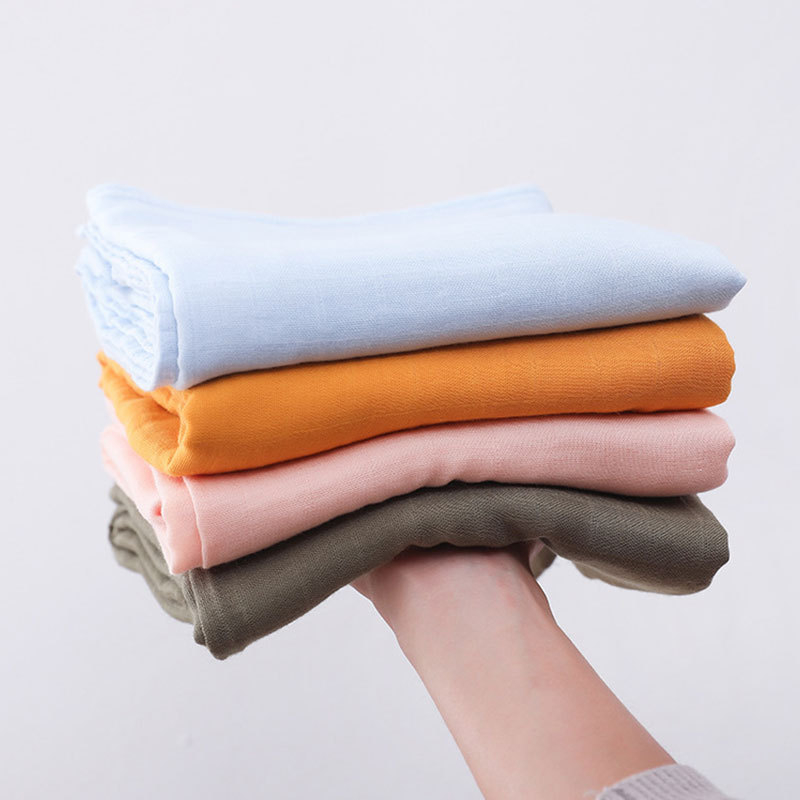 Prozračna bebi swaddle deka od bambus vlakana, jednobojna, dvostruki sloj gaze, za bebe.