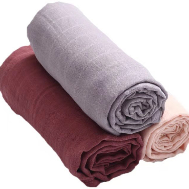 Prozračna bebi swaddle deka od bambus vlakana, jednobojna, dvostruki sloj gaze, za bebe.