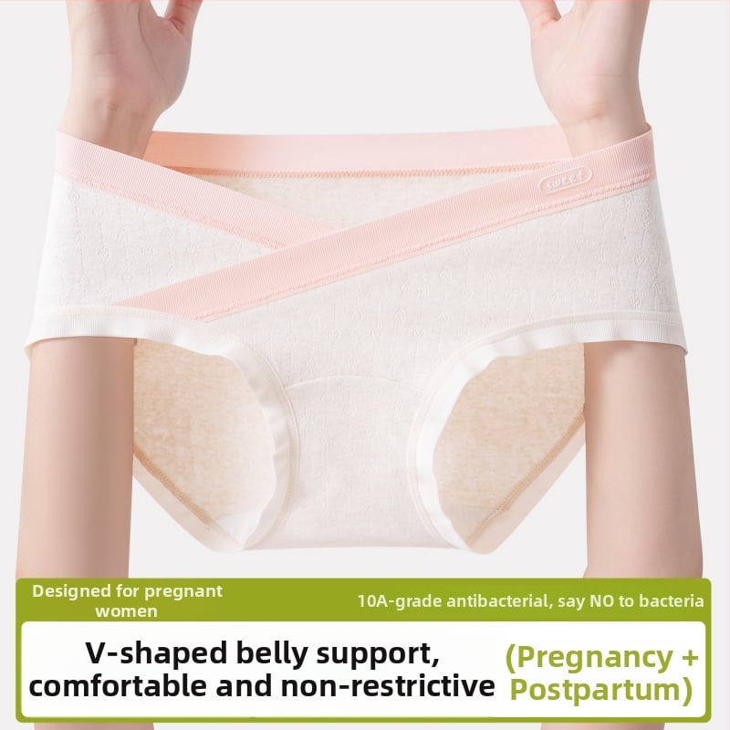 Tehotenské bavlnené nohavičky s nízkym pásom, V tvar, predĺžená dĺžka, priedušné pre celé tehotenstvo