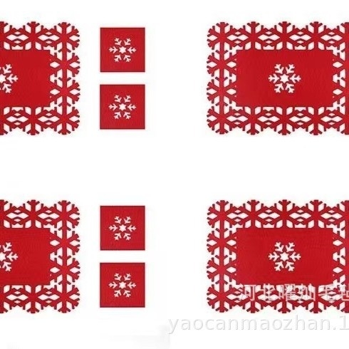 Božićna podloga od filca za stol s motivom snježne pahulje, debela, protuklizna, podmetač za čaše
