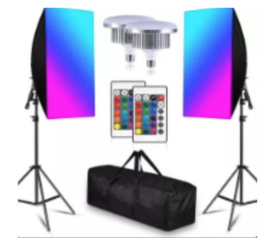 Profesionalus LED grybų lemputė fotografavimui su nuotolinio valdymo – ryškumas reguliuojamas, spalvų temperatūra reguliuojama, tinka tiesioginėms transliacijoms ir fotografavimui
