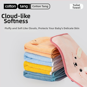 Detský bryndák a uterák na tvár, cartoon vzor, nepremokavý a odolný voči špine, korálový flis, polyester