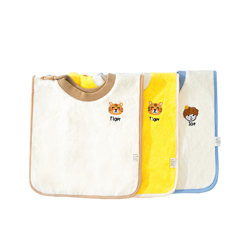 Detský bryndák a uterák na tvár, cartoon vzor, nepremokavý a odolný voči špine, korálový flis, polyester