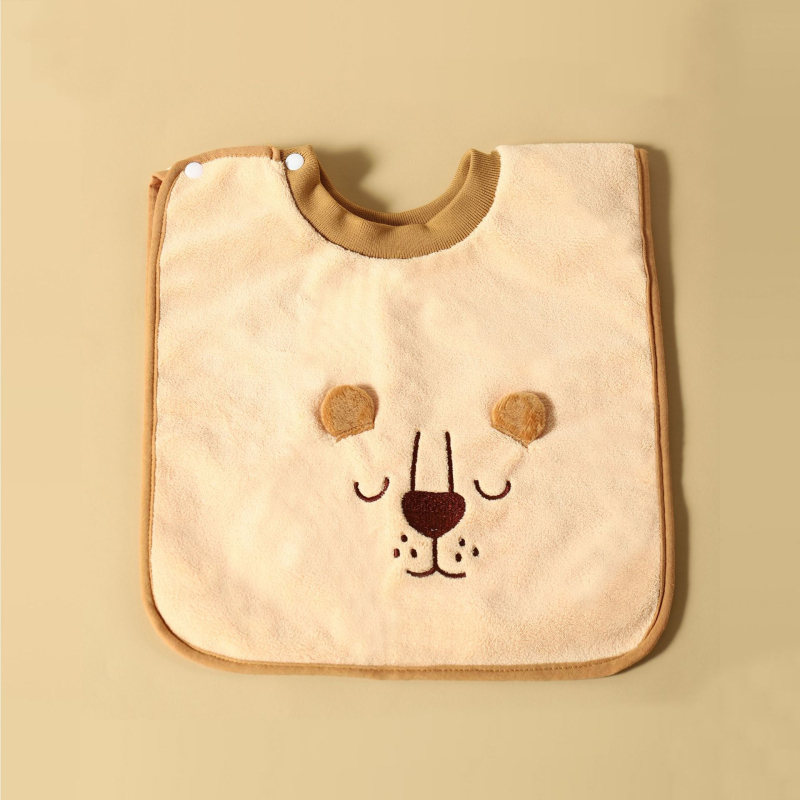 Detský bryndák a uterák na tvár, cartoon vzor, nepremokavý a odolný voči špine, korálový flis, polyester