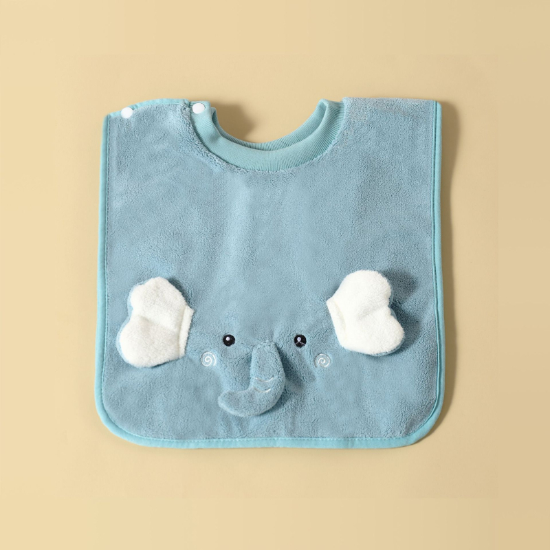 Detský bryndák a uterák na tvár, cartoon vzor, nepremokavý a odolný voči špine, korálový flis, polyester