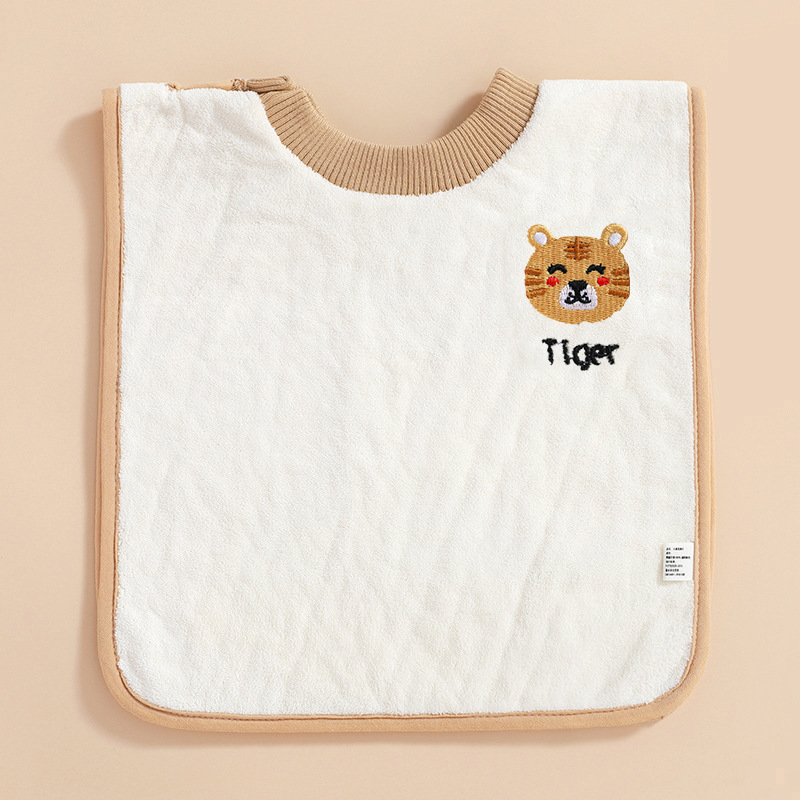 Detský bryndák a uterák na tvár, cartoon vzor, nepremokavý a odolný voči špine, korálový flis, polyester