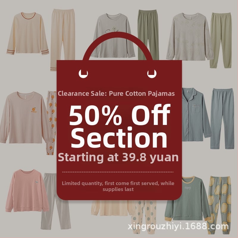 Ženski pidžama set od 100% pamuka, s dugim rukavima i hlačama, tanak materijal, srednje težine 181–200 g/m2, okrugli vrat, luksuzni kućni stil za cijelu godinu