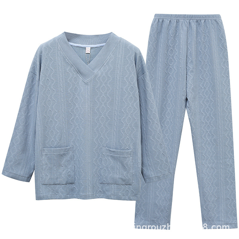 Ženski pidžama set od 100% pamuka, s dugim rukavima i hlačama, tanak materijal, srednje težine 181–200 g/m2, okrugli vrat, luksuzni kućni stil za cijelu godinu