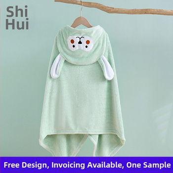 Detský župan na kúpanie z koralového fleecu s kapucňou, pre dojčatá a deti, 400–500 g