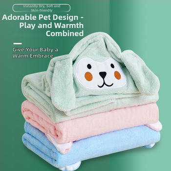 Detský župan na kúpanie z koralového fleecu s kapucňou, pre dojčatá a deti, 400–500 g