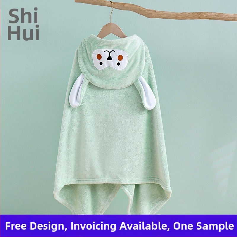 Detský župan na kúpanie z koralového fleecu s kapucňou, pre dojčatá a deti, 400–500 g