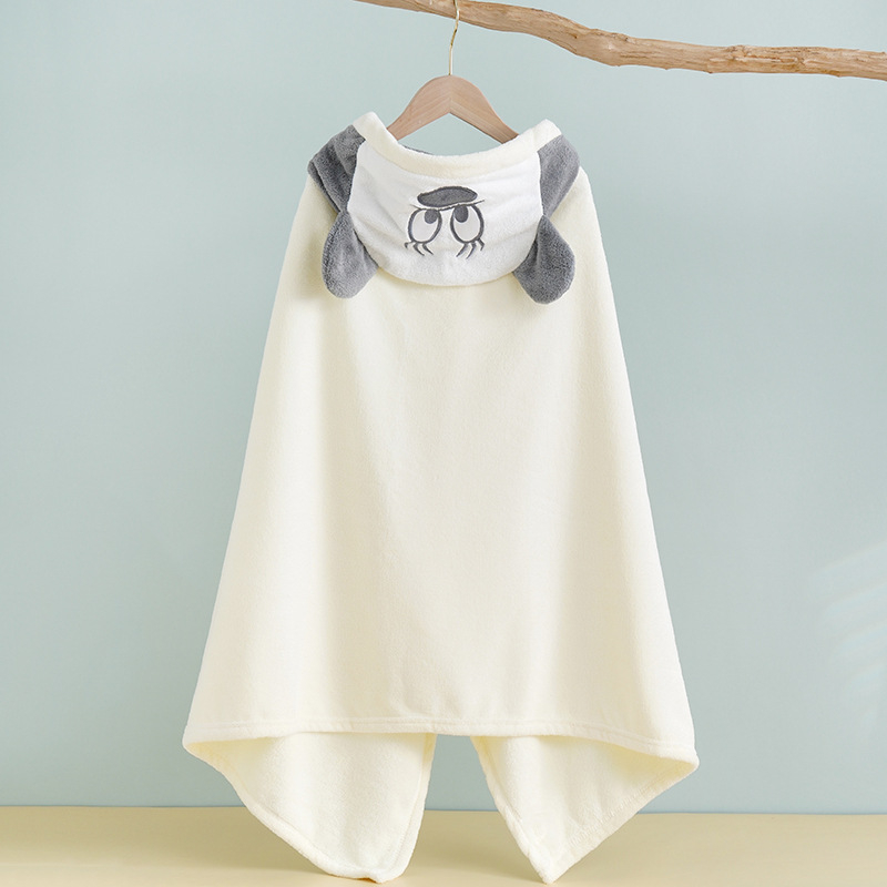 Detský župan na kúpanie z koralového fleecu s kapucňou, pre dojčatá a deti, 400–500 g