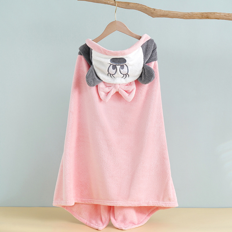 Detský župan na kúpanie z koralového fleecu s kapucňou, pre dojčatá a deti, 400–500 g