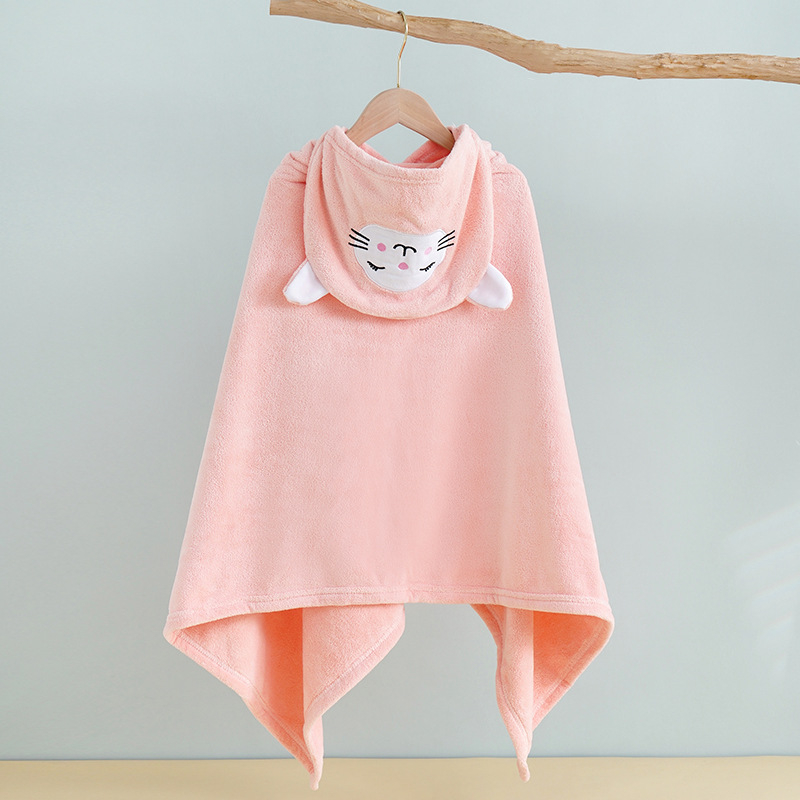 Detský župan na kúpanie z koralového fleecu s kapucňou, pre dojčatá a deti, 400–500 g