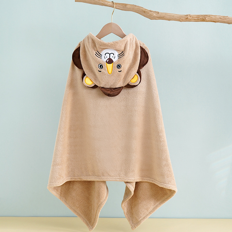Detský župan na kúpanie z koralového fleecu s kapucňou, pre dojčatá a deti, 400–500 g