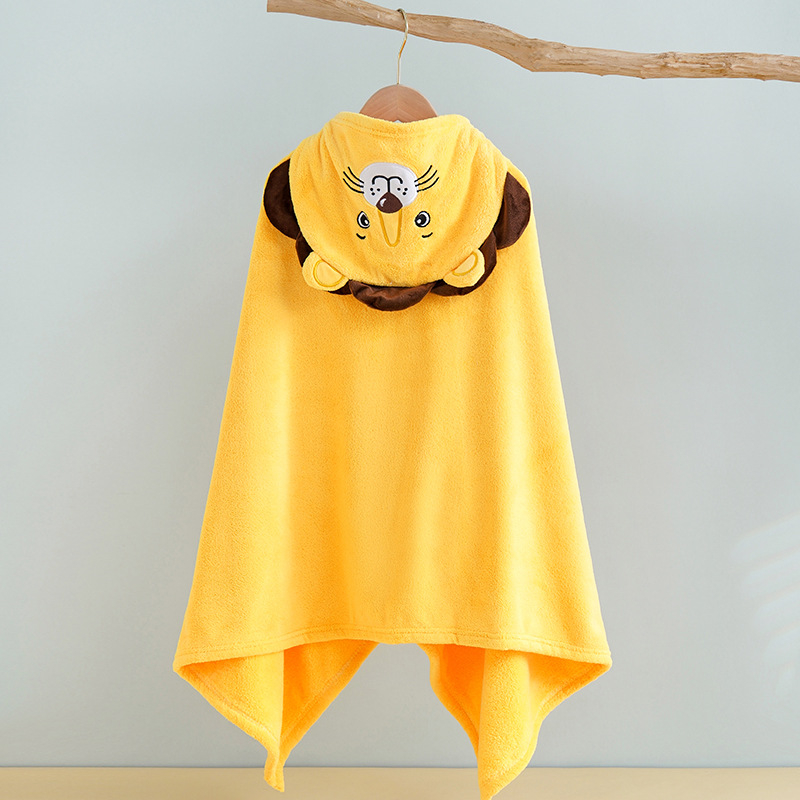 Detský župan na kúpanie z koralového fleecu s kapucňou, pre dojčatá a deti, 400–500 g