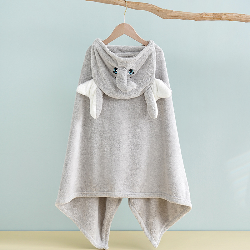 Detský župan na kúpanie z koralového fleecu s kapucňou, pre dojčatá a deti, 400–500 g