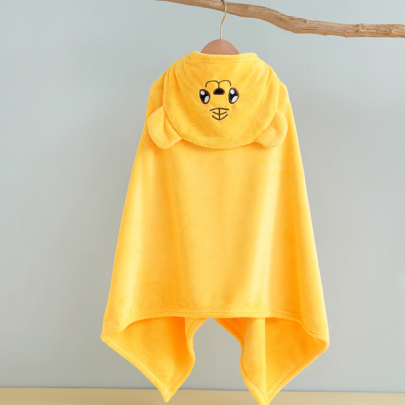 Detský župan na kúpanie z koralového fleecu s kapucňou, pre dojčatá a deti, 400–500 g