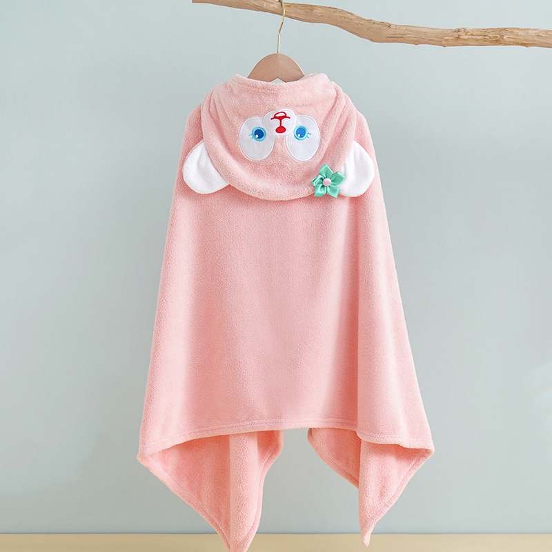 Detský župan na kúpanie z koralového fleecu s kapucňou, pre dojčatá a deti, 400–500 g