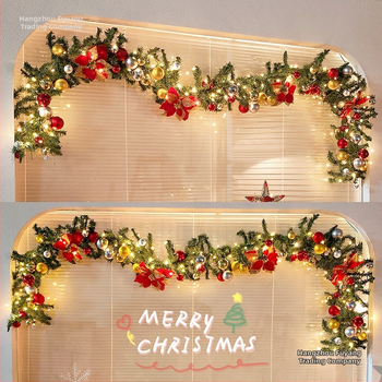 Vianočná dekorácia: girlanda z ratanu s strapcami a čipkou na okno (6fSTaTK4; Materiály: ratan, textil, ďalšie; Značka: Hangzhou Fuyang Trading Firm; Vhodné na Vianoce)