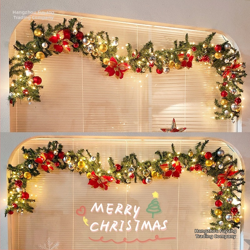 Vianočná dekorácia: girlanda z ratanu s strapcami a čipkou na okno (6fSTaTK4; Materiály: ratan, textil, ďalšie; Značka: Hangzhou Fuyang Trading Firm; Vhodné na Vianoce)