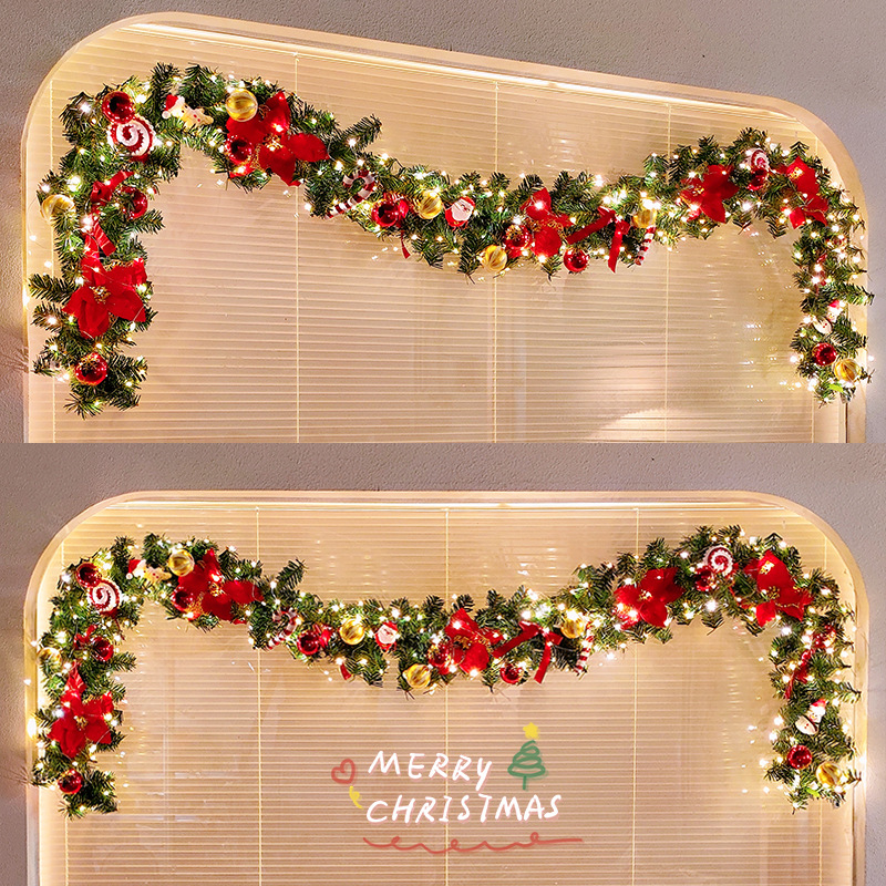 Vianočná dekorácia: girlanda z ratanu s strapcami a čipkou na okno (6fSTaTK4; Materiály: ratan, textil, ďalšie; Značka: Hangzhou Fuyang Trading Firm; Vhodné na Vianoce)