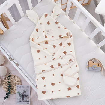 Бебешко одеяло за гушкане с големи заешки уши, новородено; за всички сезони; пълнеж: полиестерно влакно; плат: памук; тегло до 0,5 кг; за деца до 1 година; пролет и есен.
